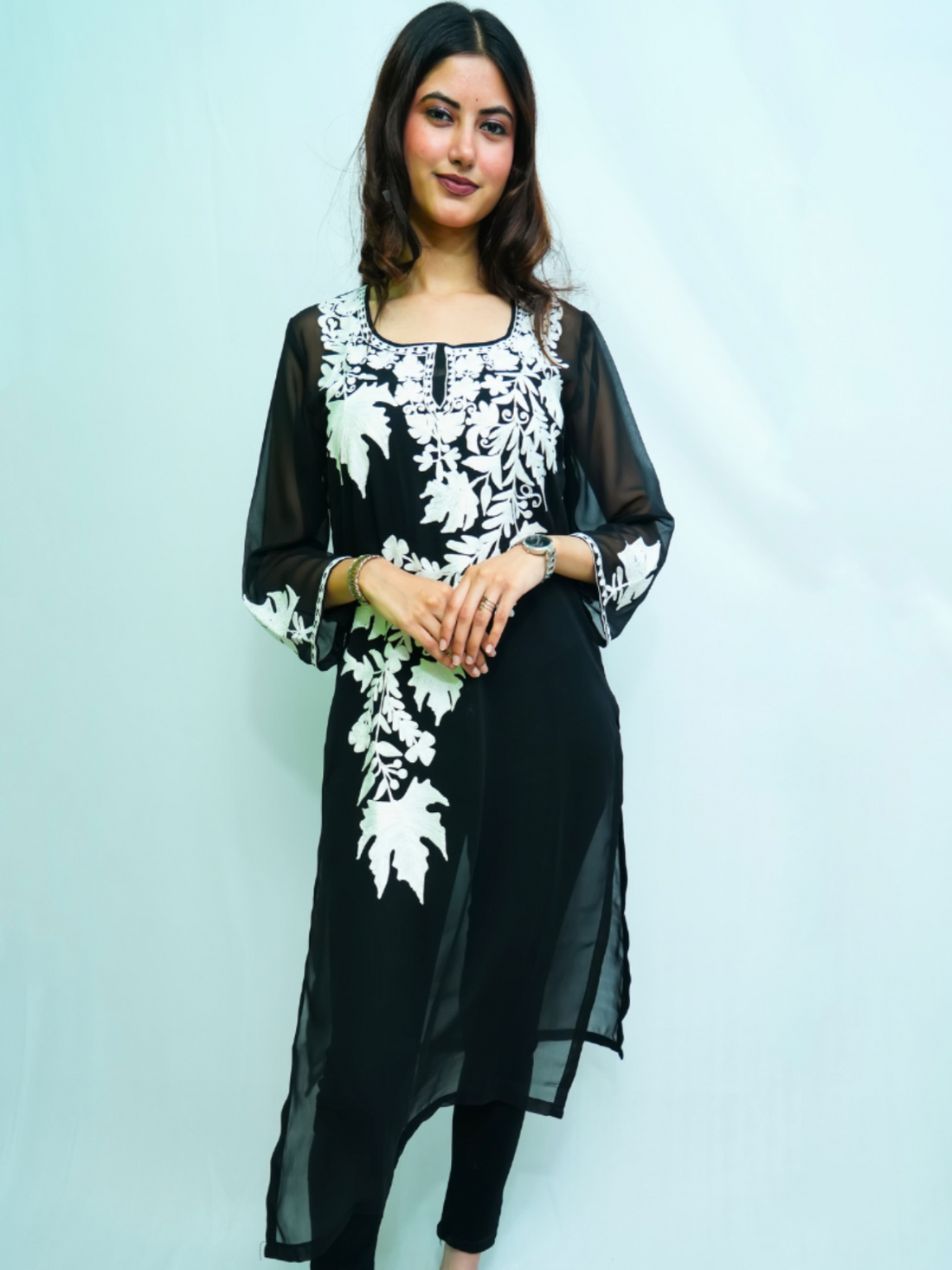 Nusrat Black & White Kurti