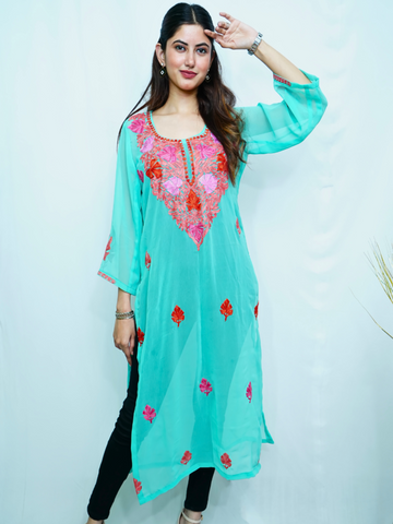 Naira Green Georgette Kurti