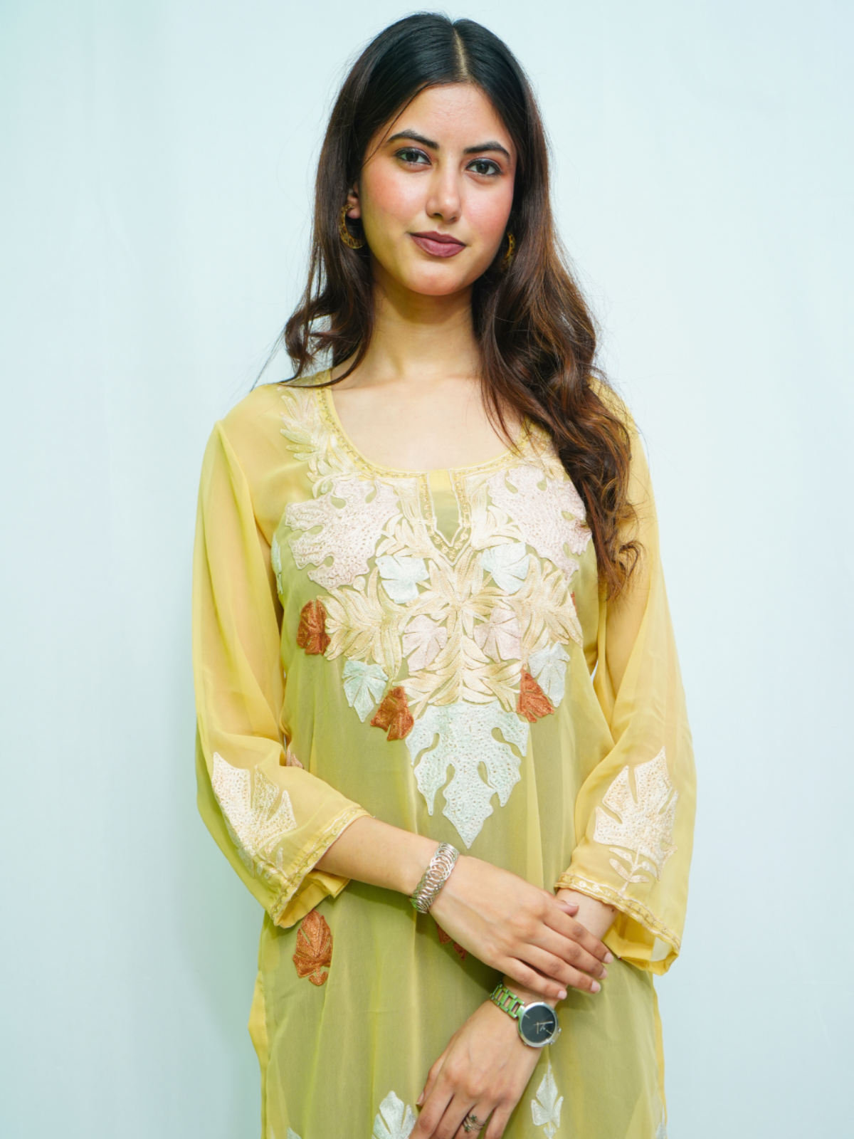 Sahiba Golden Georgette Kurti